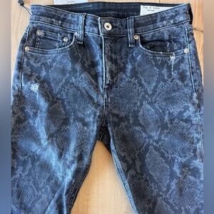 Rag & Bone | Cate Mid-Rise Ankle Skinny | Women Jeans | Size 26 | Grey Snake